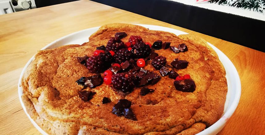 pancake XL protéiné, aux farines complètes et aux fruits